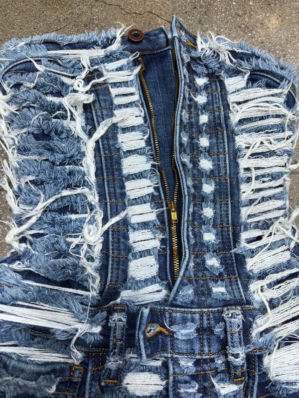 The denim tube jumpsuit