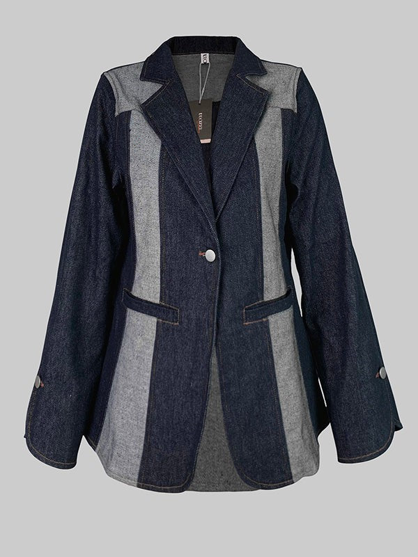 Long Sleeve Contrast Split V Neck Jacket