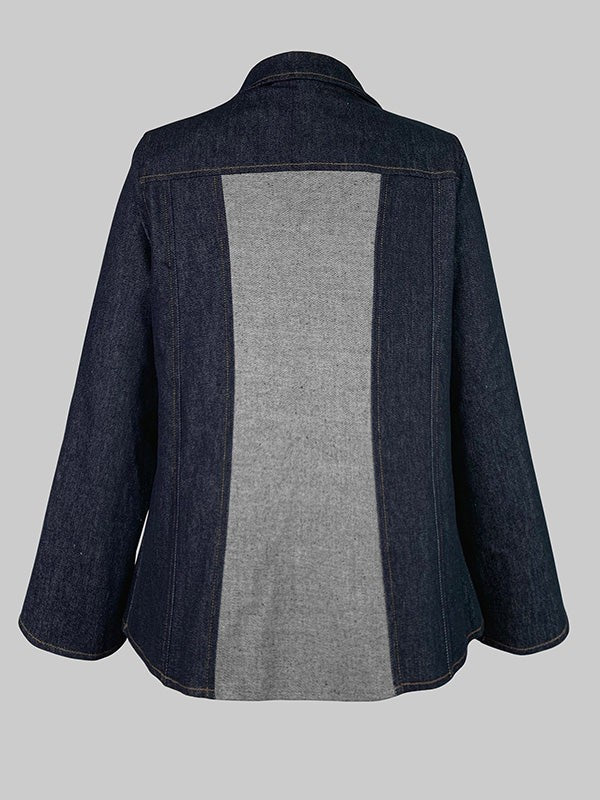 Long Sleeve Contrast Split V Neck Jacket
