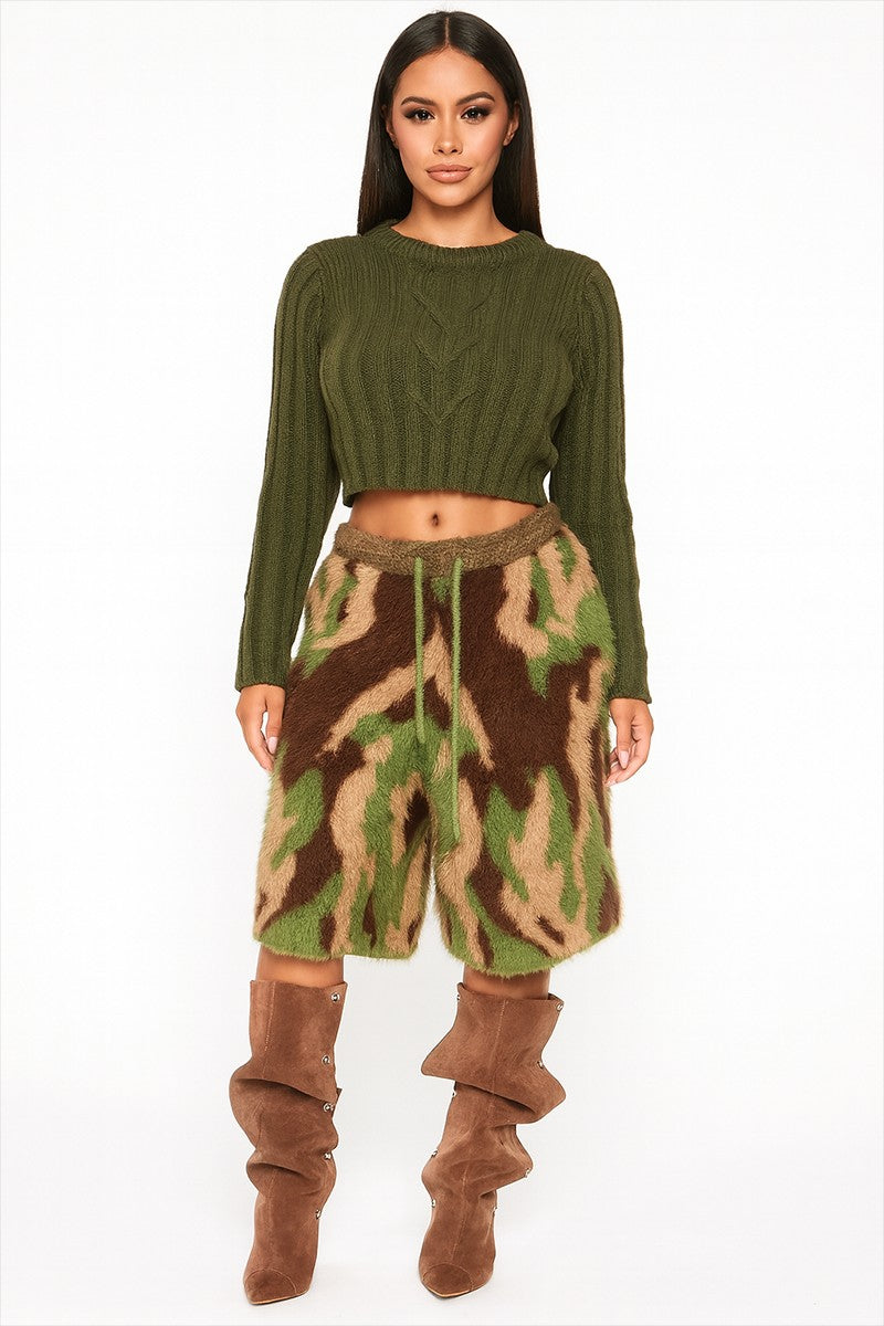 Camo print mohair
