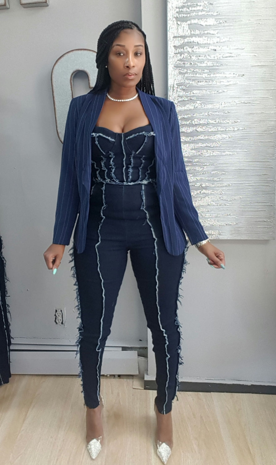 Striped blazer jacket