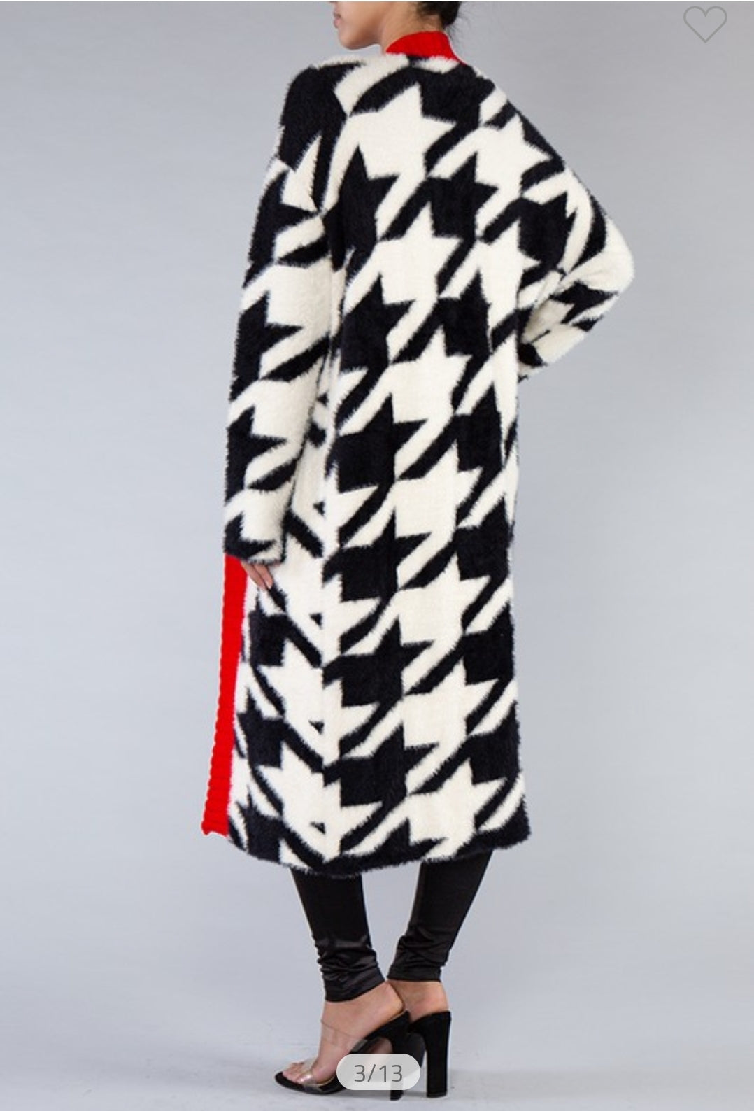 Houndstooth Fuzzy Cardigan