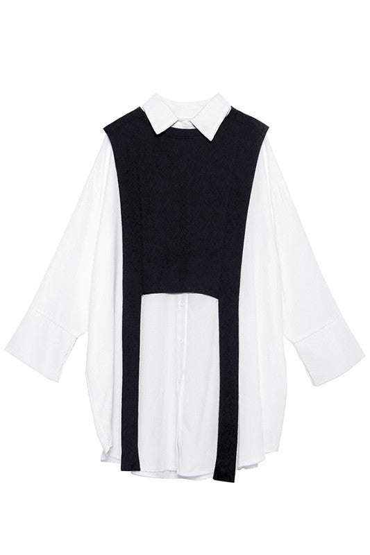 Oversized Shirt:/ Vest Set