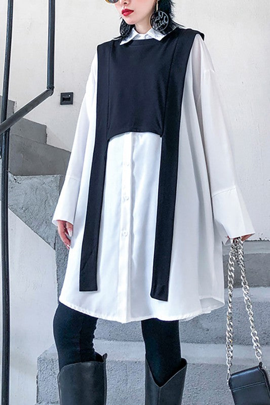 Oversized Shirt:/ Vest Set