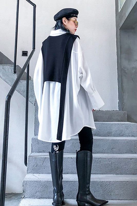 Oversized Shirt:/ Vest Set