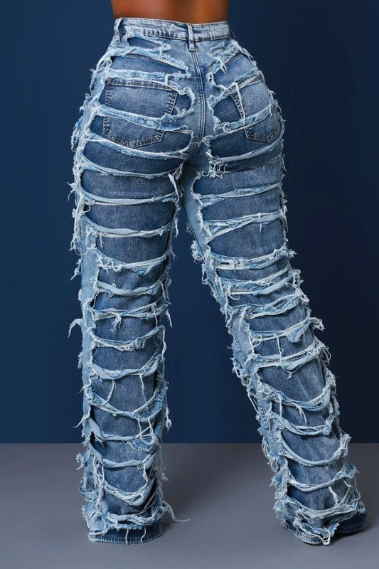 Double layer high rise jeans