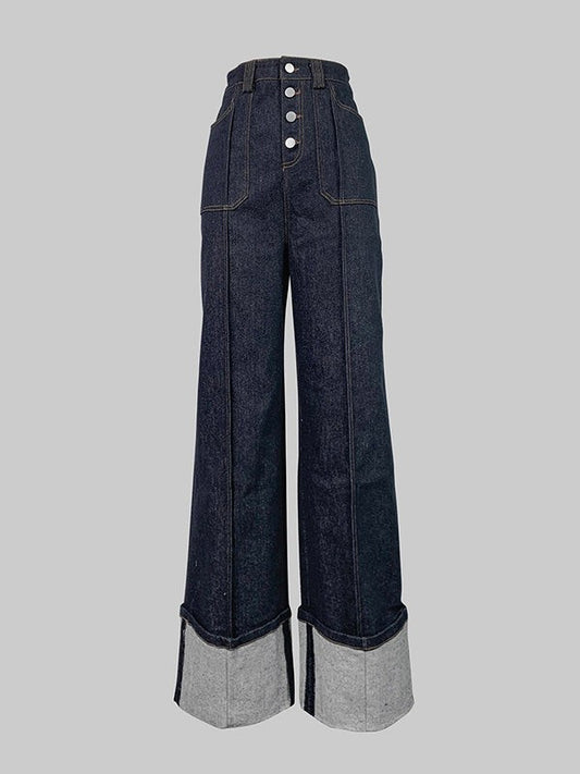 The high waist big cuff jeans