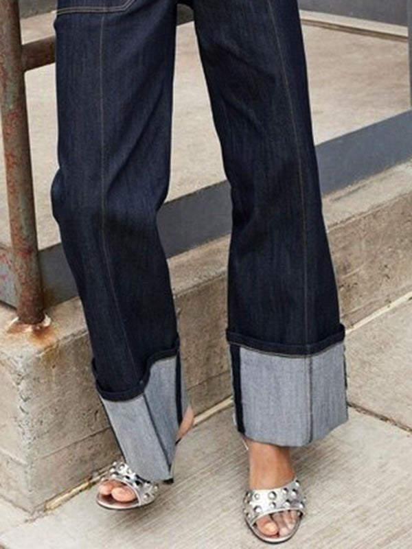 The high waist big cuff jeans