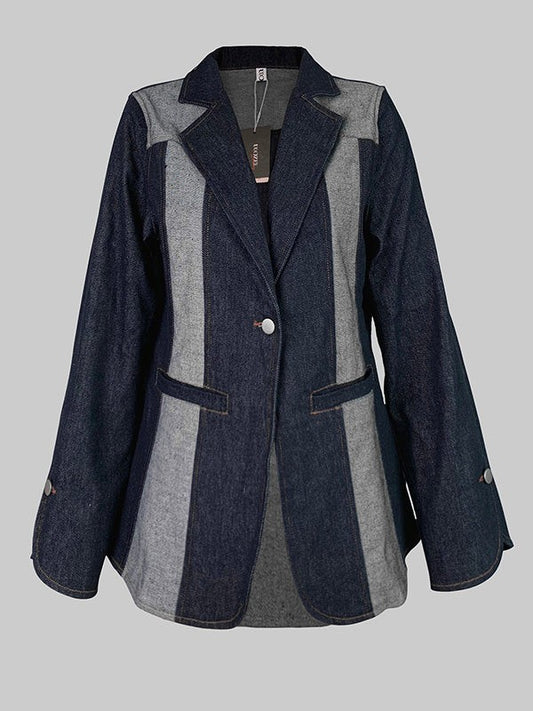 Long Sleeve Contrast Split V Neck Jacket
