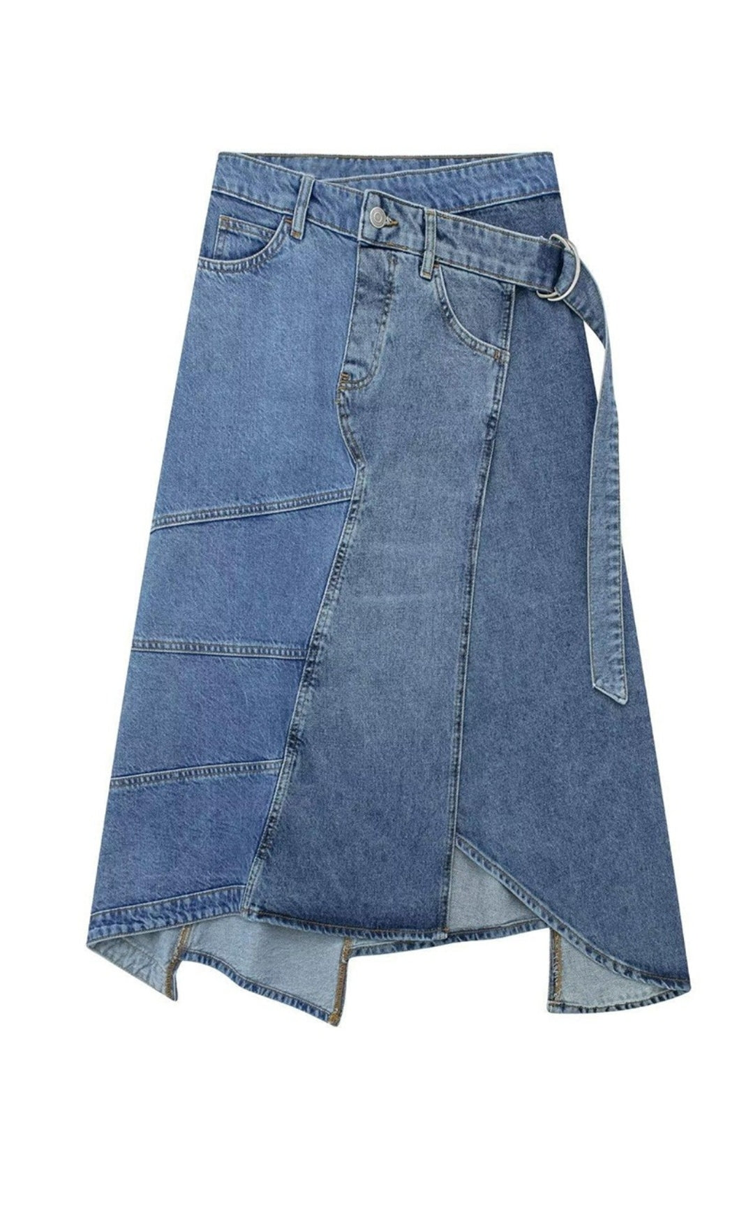 Asymmetric denim skirt