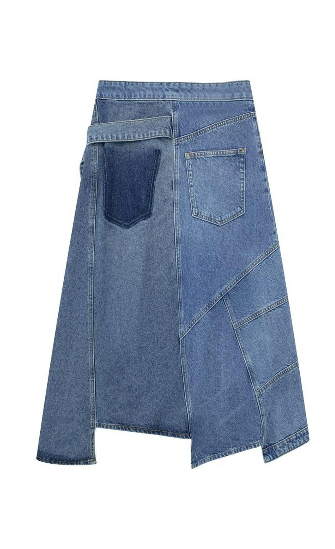 Asymmetric denim skirt