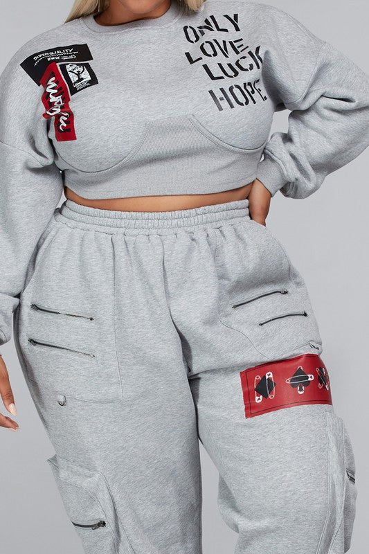 Cropped sweater jogger set